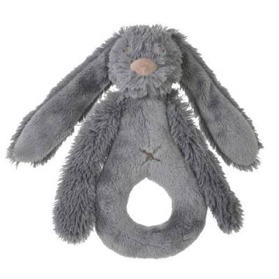 Deep Grey Rabbit Richie Rattle 18 cm