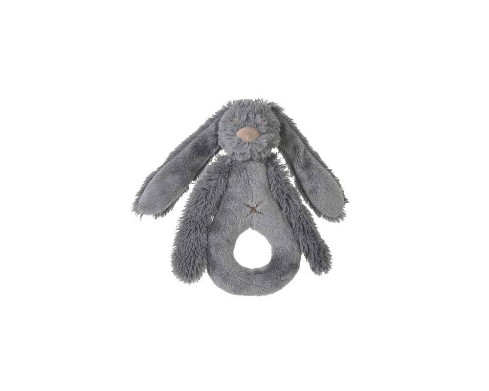 Deep Grey Rabbit Richie Rattle 18 cm