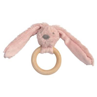 Old Pink Rabbit Richie Wooden Teething Ring 12 cm
