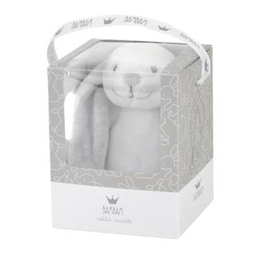 Peluche conejo gris en caja regalo
