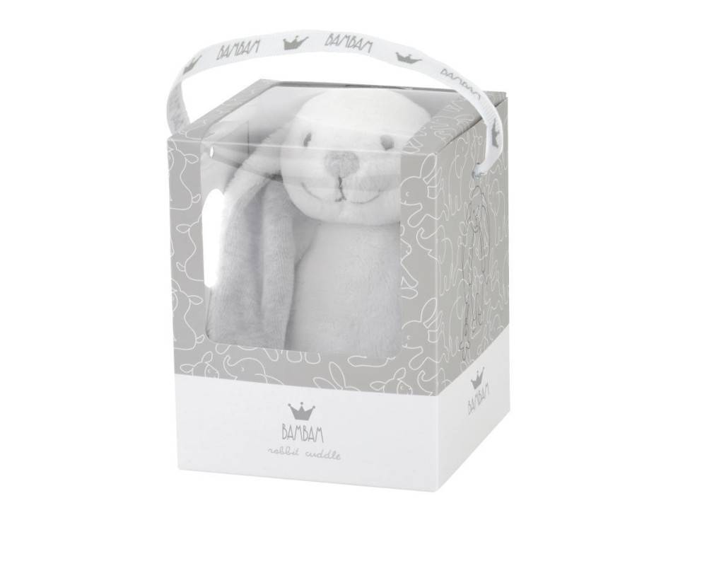 Peluche conejo gris en caja regalo