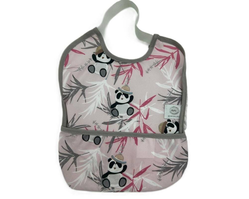 BABERO GOMA IMP  PANDA ROSA