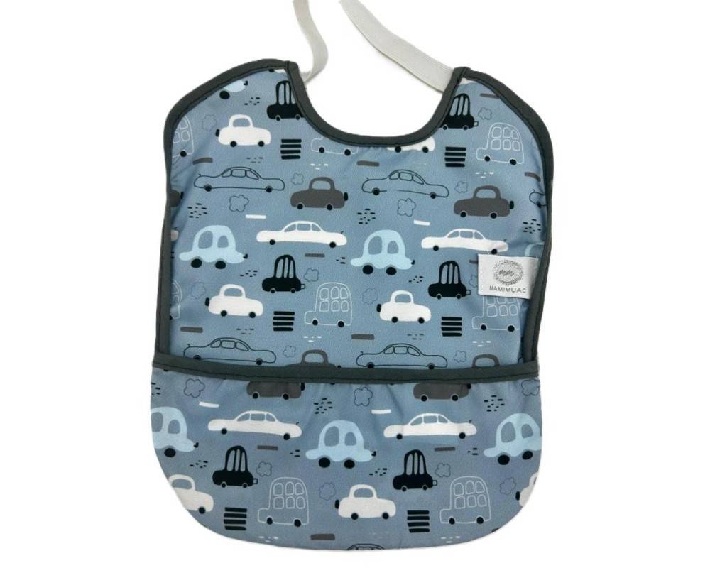 BABERO GOMA IMP  COCHES AZUL