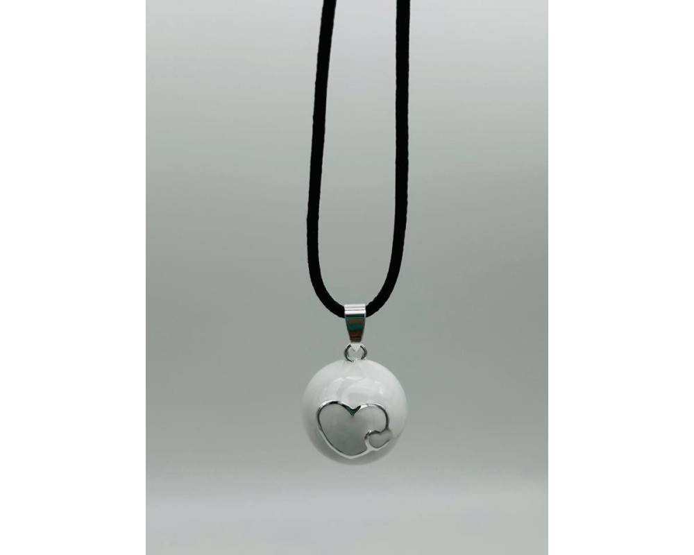 LLAMADOR DE ANGEL CORAZONES BLANCO-PLATA