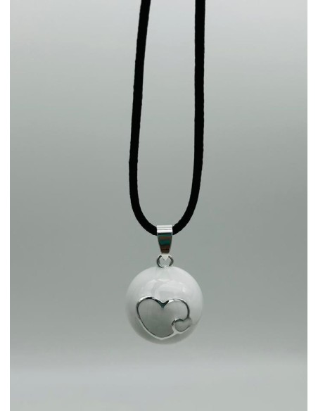 LLAMADOR DE ANGEL CORAZONES BLANCO-PLATA