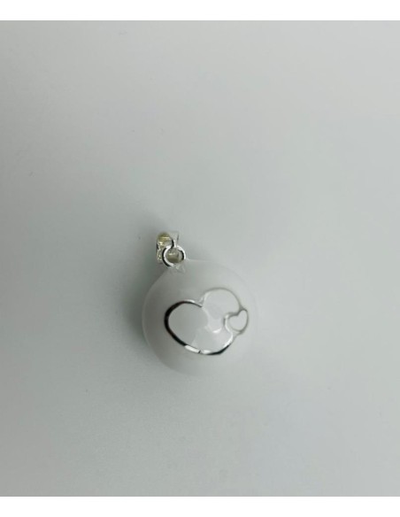 LLAMADOR DE ANGEL CORAZONES BLANCO-PLATA