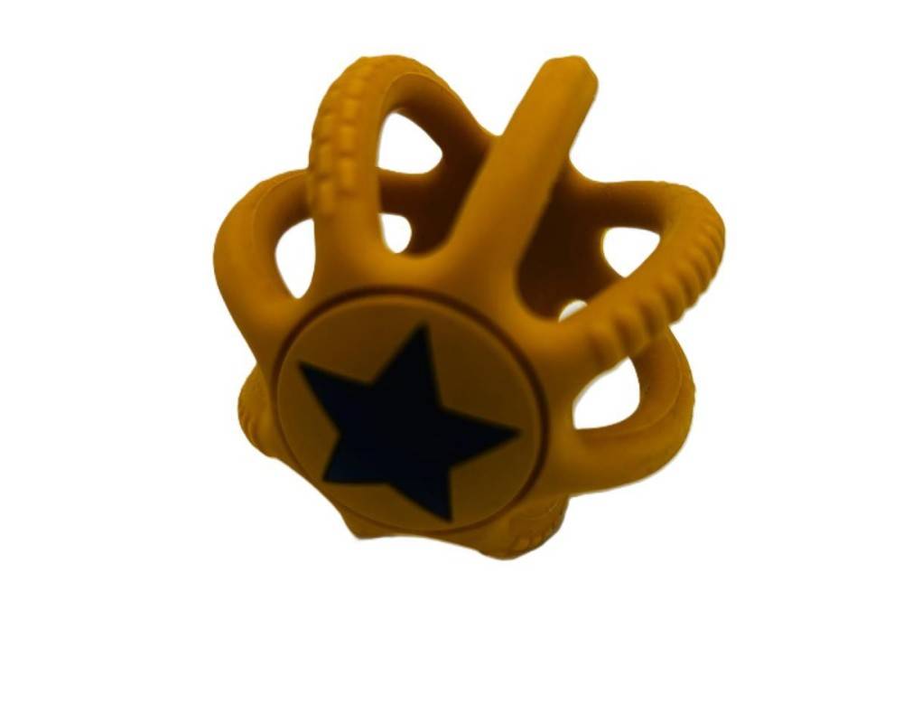 PELOTA MORDEDOR SILICONA MOSTAZA