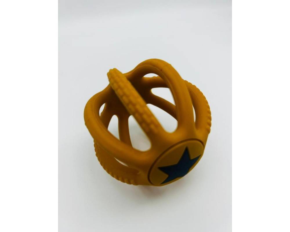 PELOTA MORDEDOR SILICONA MOSTAZA