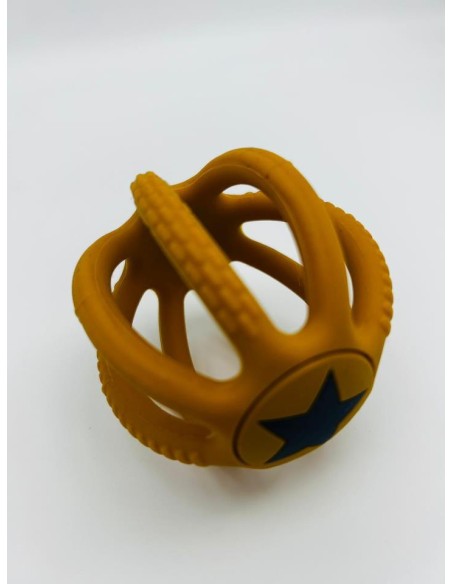 PELOTA MORDEDOR SILICONA MOSTAZA