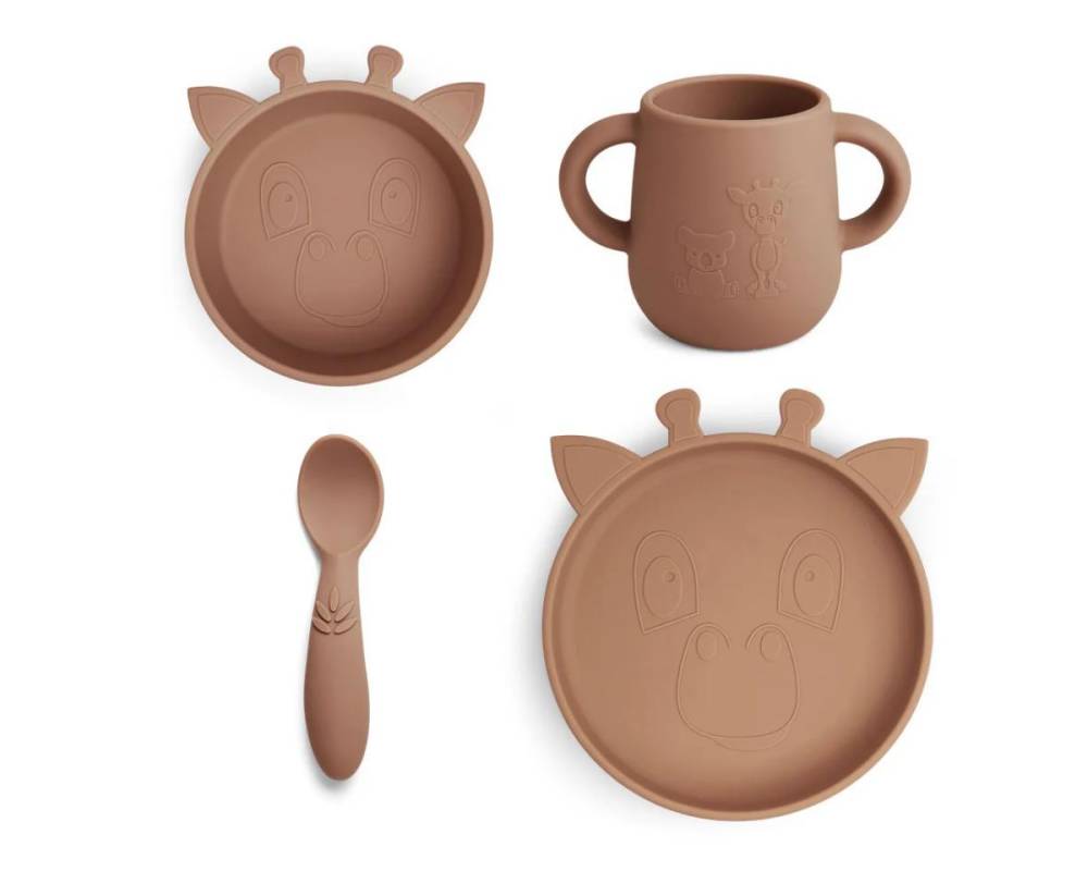 NU477 Lykke sil dinner set 4-pack Giraf Chocolate