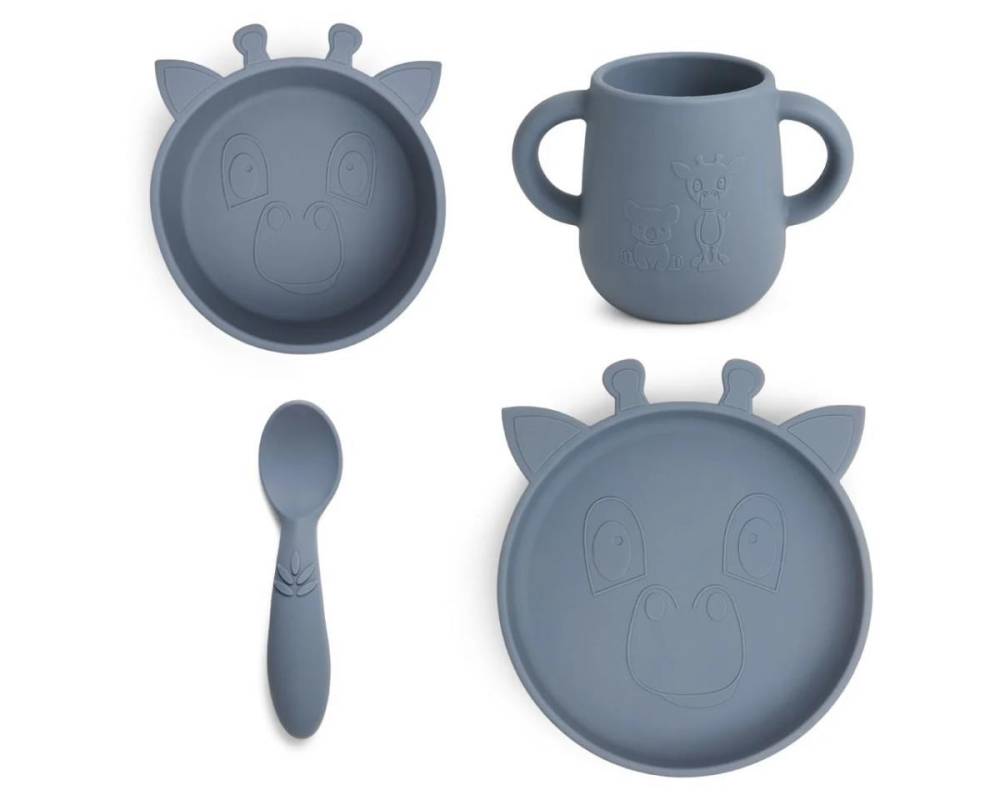 NU123 Lykke sil dinner set 4-pack Giraf Bering Sea