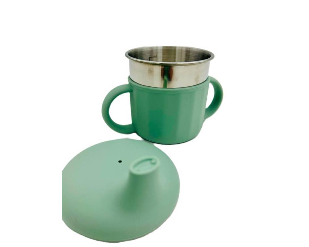 Taza Aprendizaje Acero Silicona verde