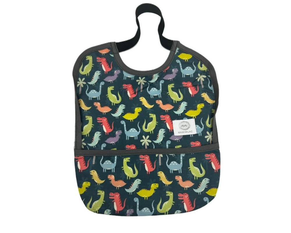 Babero Goma Dino verde