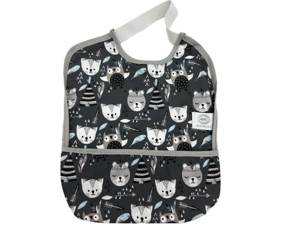 BABERO GOMA IMP  MAPACHE GRIS