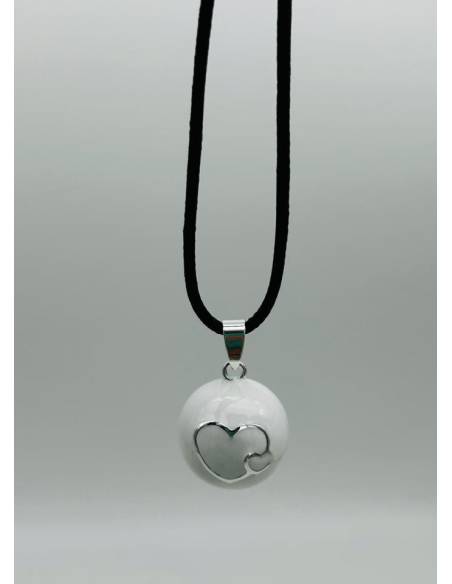 LLAMADOR DE ANGEL CORAZONES BLANCO-PLATA