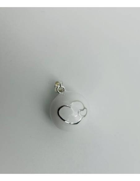 LLAMADOR DE ANGEL CORAZONES BLANCO-PLATA