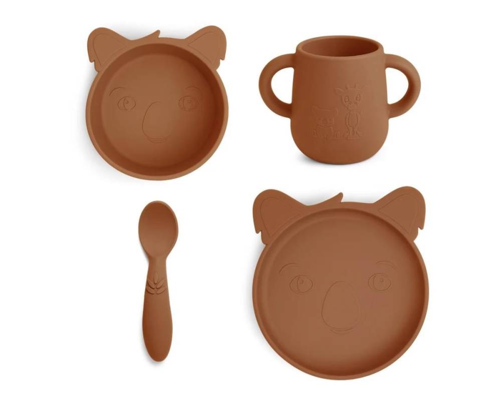 NU375 Lykke silicone dinner set 4-pack Koala