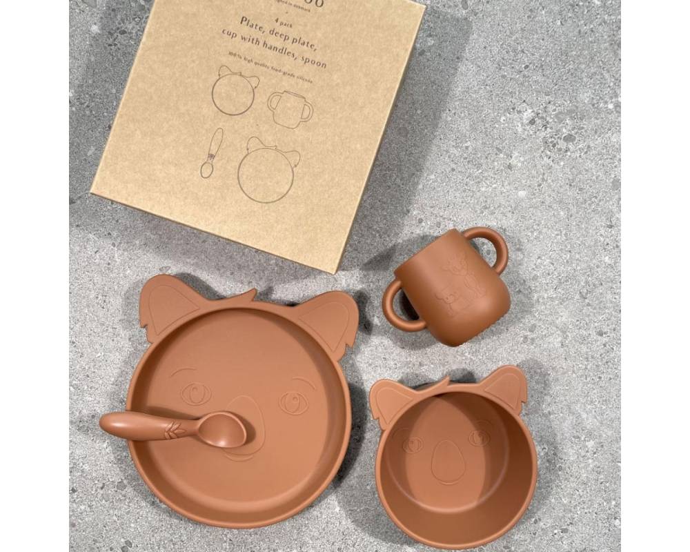 NU375 Lykke silicone dinner set 4-pack Koala