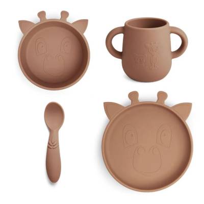 NU477 Lykke sil dinner set 4-pack Giraf Chocolate