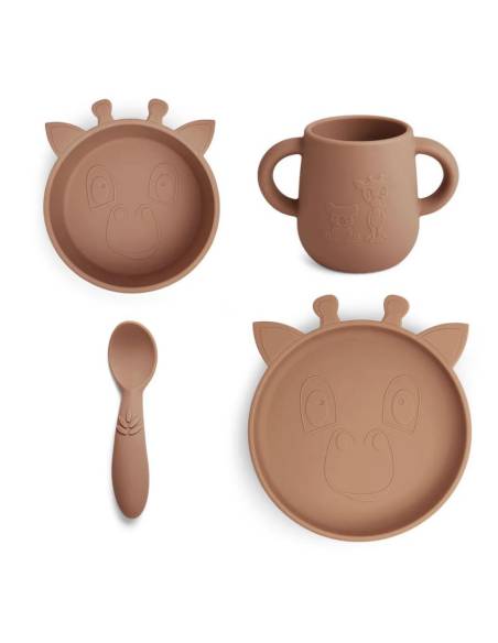 NU477 Lykke sil dinner set 4-pack Giraf Chocolate