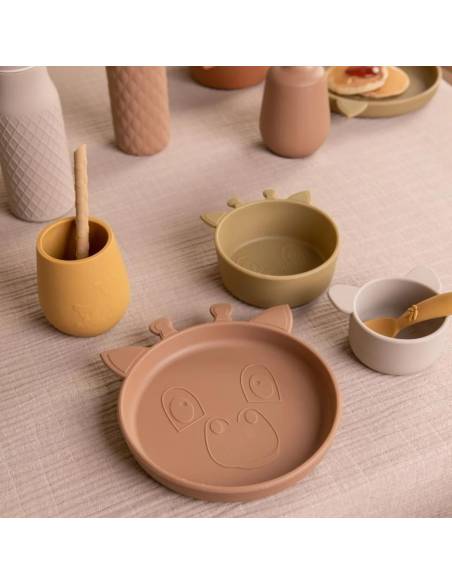 NU477 Lykke sil dinner set 4-pack Giraf Chocolate