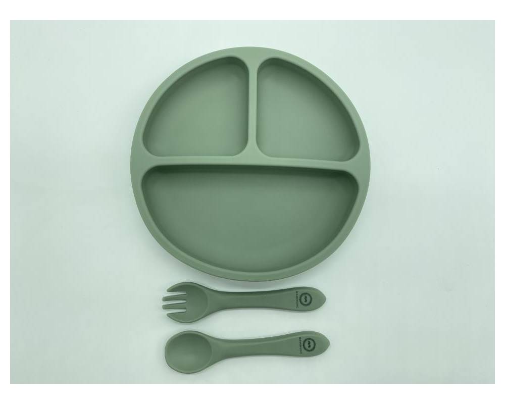SET PLATO SILICONA VERDE MUSGO