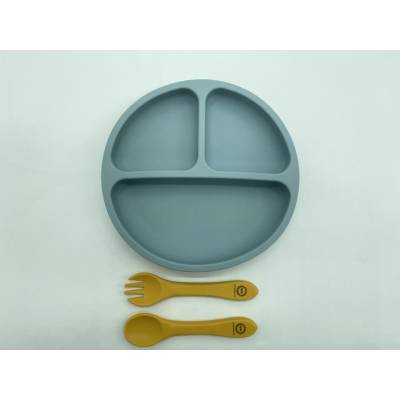 SET PLATO SILICONA AZUL