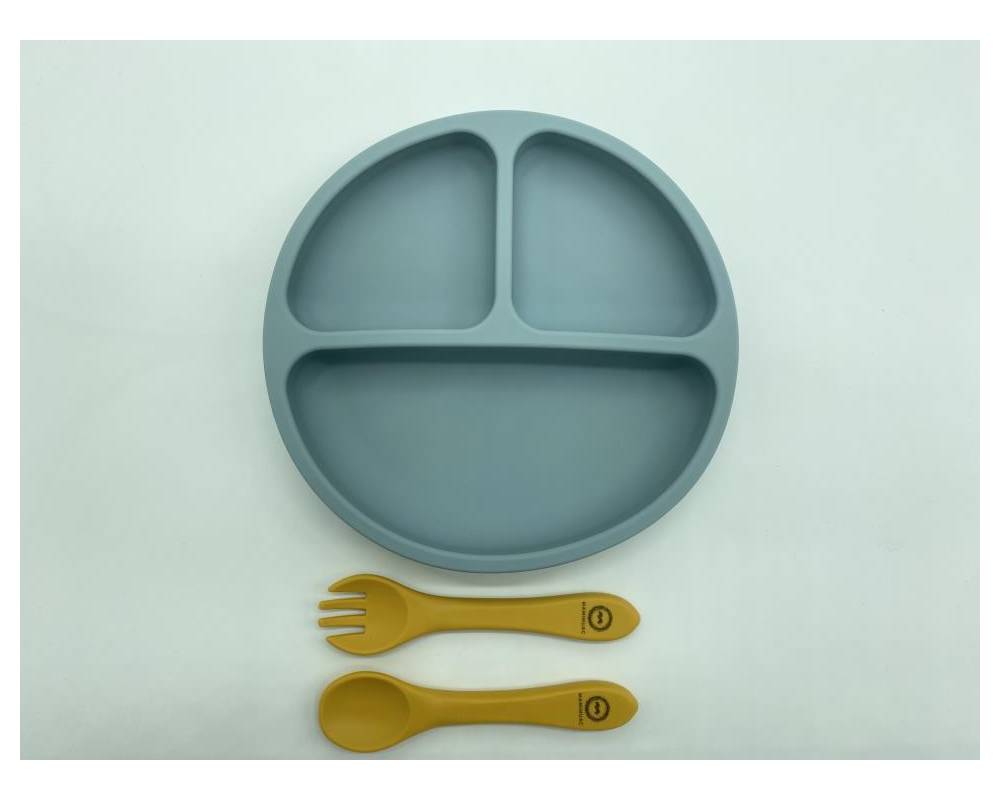 SET PLATO SILICONA AZUL