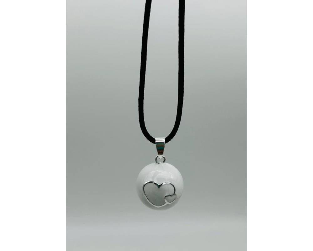 Llamador de Angel Corazones Blanco-Plata