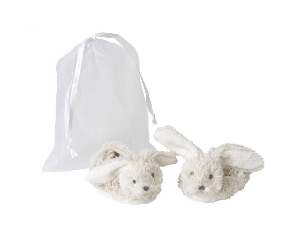 Ivory Rabbit Richie Slippers in organza bag 10 cm