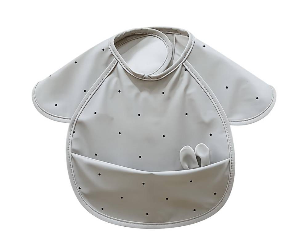 Babero Rabbit PU Topos gris